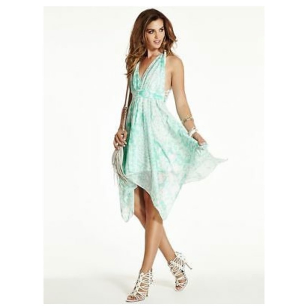 Guess Dress w/ Macrame Lace Back Dress - White & Teal